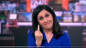 WATCH: BBC newsreader red-faced live on air after sticking middle finger up at camera