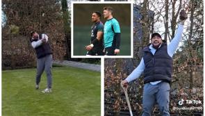 WATCH: Peter O'Mahony's pristine lawn gets the Bundee Aki treatment at Six Nations party