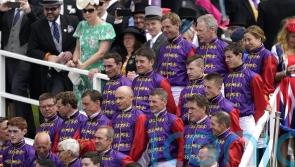 Spectacular sight at Epsom as Queen&rsquo;s jockeys form guard of honour