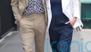 Actors Ed Westwick and Amy Jackson arrive together at Wimbledon