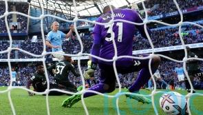 Pep Guardiola laughs as Erling Haaland has to settle for just one goal