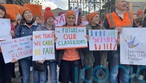 Minister accused of not listening by childcare protesters in Dublin