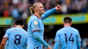 Erling Haaland treble helps Manchester City keep pressure on Arsenal