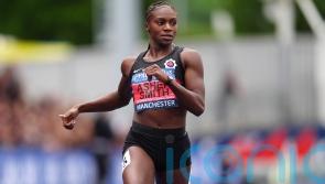 Dina Asher-Smith warms the crowd on a chilly day in Manchester