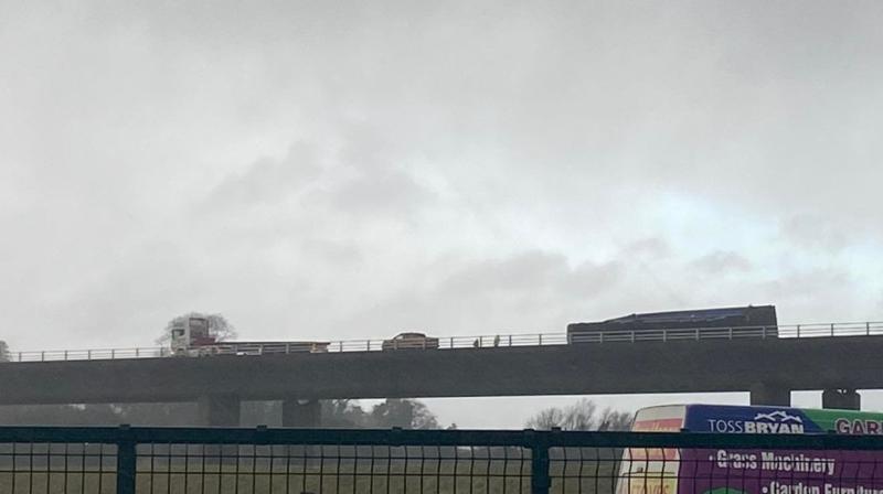 Major Irish motorway closed as truck overturns in Storm Barra winds 