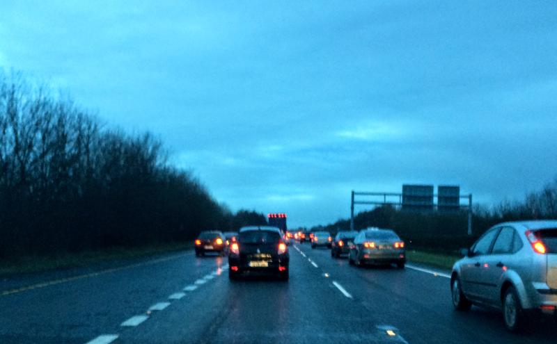 M7 motorway traffic morning dark