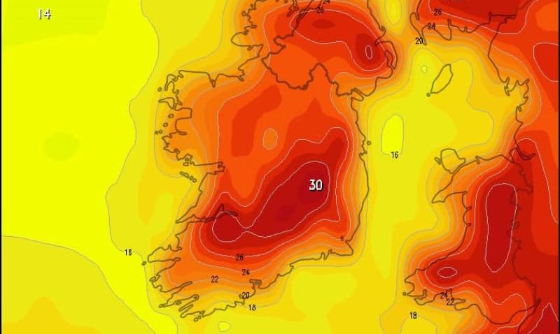One area of Ireland to get 31C on Friday and break record amid Met &Eacute;ireann heat warning