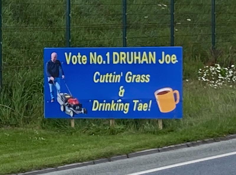 'Cuttin' grass and drinking tae': Social media reacts to bizarre election candidate poster 