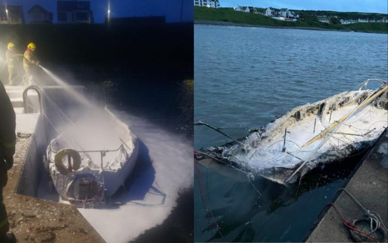 Three arrested, one hospitalised after boat burned out amid row over Irish flag