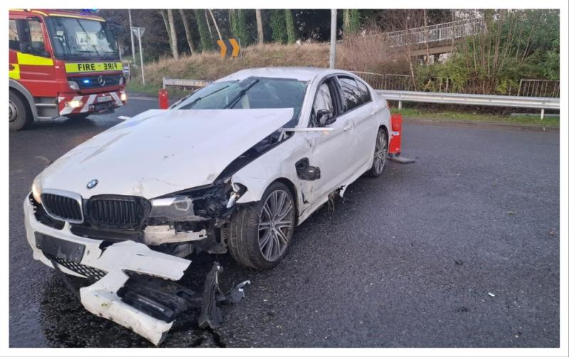 Car destroyed in serious road traffic collision prompting large emergency response