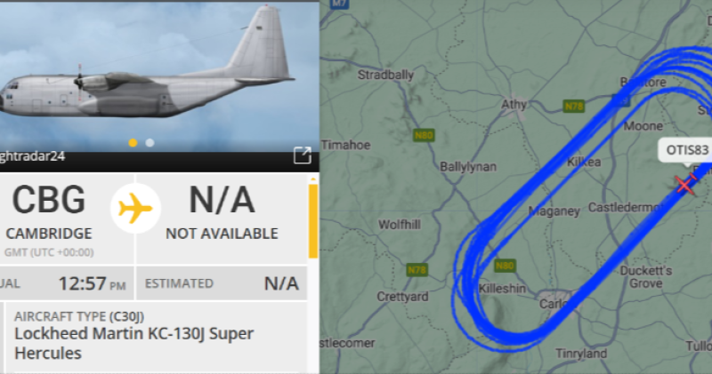 US Military Plane spotted doing laps over County Carlow 