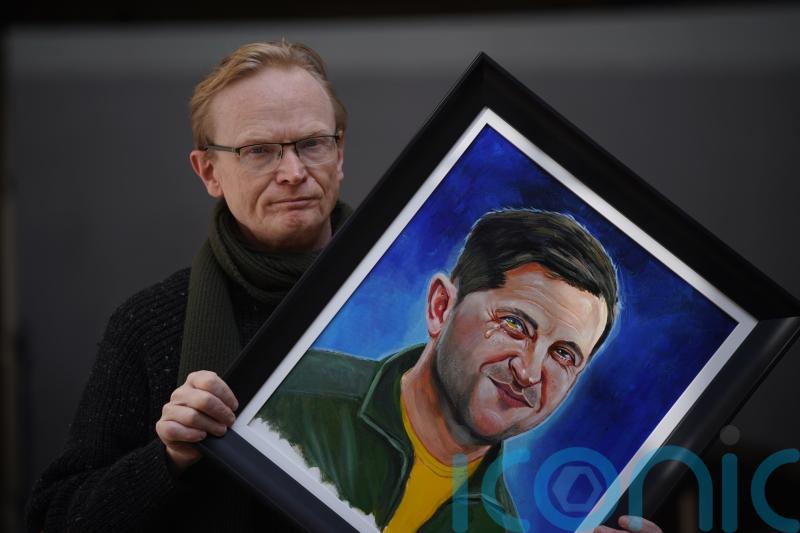 Painting of Zelensky being auctioned to raise money for Irish Red Cross