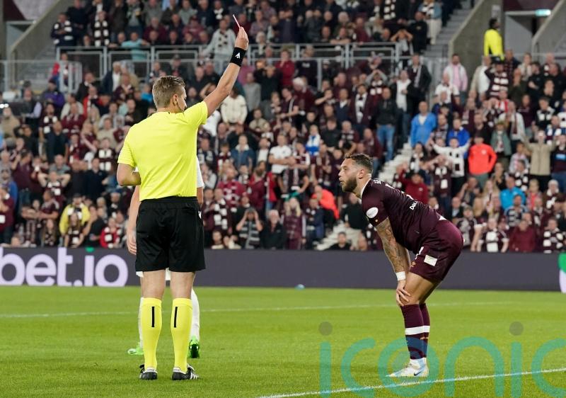Ten-man Hearts crash out of Europa League after Jorge Grant&rsquo;s red card