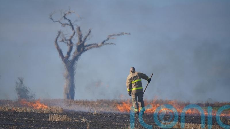 NI firefighters tackle blaze in field made famous by Rihanna music video