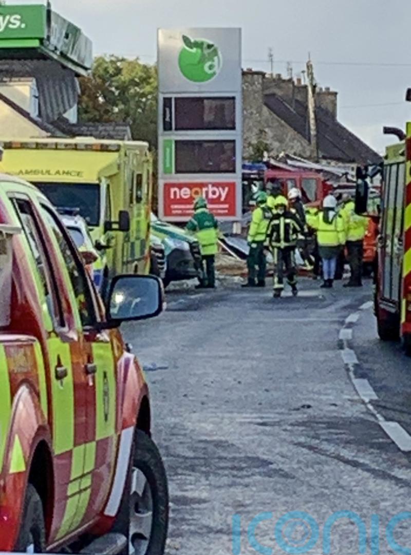 People feared trapped in rubble after service station blast in Ireland