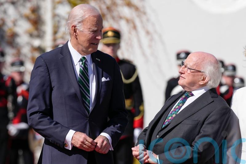 Biden greeted by Irish President as day of ceremony in Dublin begins