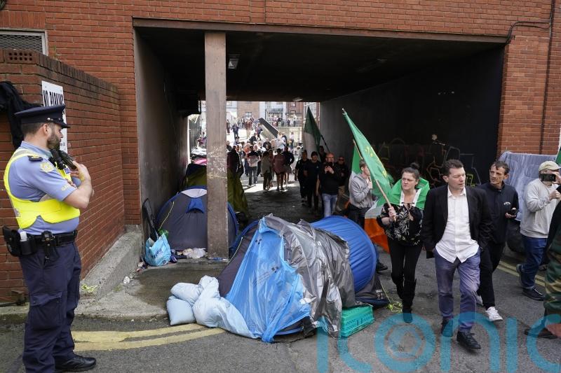 Gardai respond to anti-migrant protest in Dublin