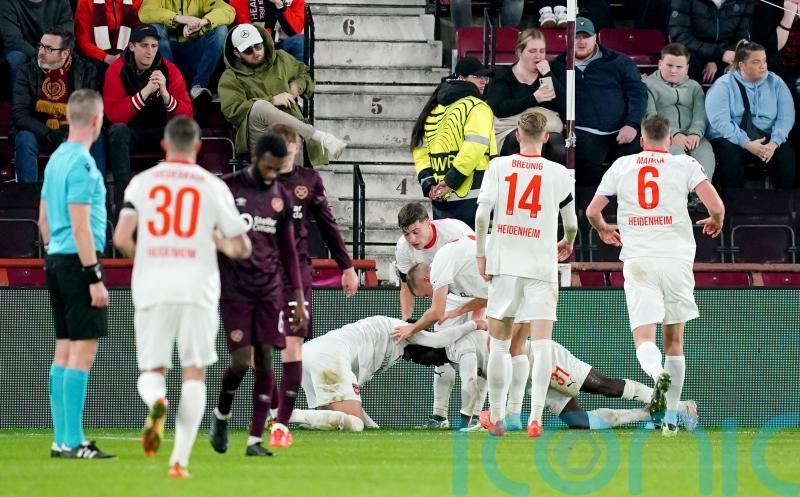Hearts&rsquo; unbeaten Conference League run comes to end after defeat to Heidenheim