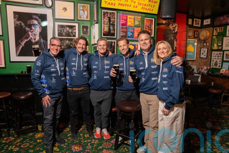 Celebrities embark on 555-mile cycle for MND research and deliver Lions match ball