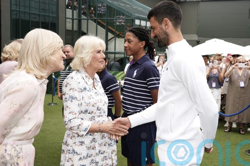 &lsquo;Oh what a treat&rsquo;: Queen meets Novak Djokovic on Wimbledon visit