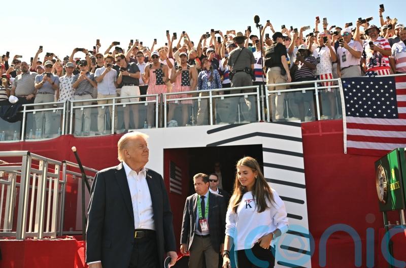 United States President Donald Trump introduced to the crowd at the Ryder Cup